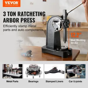 Arbor Press, 3 Ton Ratchet Type Arbor Press, Ratchet Leverage