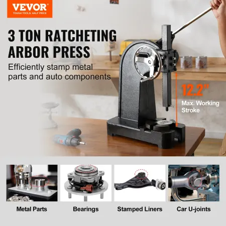 Arbor Press, 3 Ton Ratchet Type Arbor Press, Ratchet Leverage
