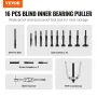 Blind Hole Collet Bearing Race and Seal Puller Extractor Kit, Slide Hammer Pilot Insert Inner Internal Bearing Removal Tool Set,