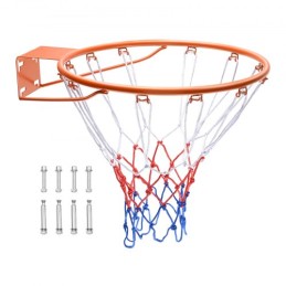 Basketball Rim, Wall Door Mounted Basketball Hoop, Heavy Duty Q235 Basketball Flex Rim Goal Replacement with Net, Standard 18"