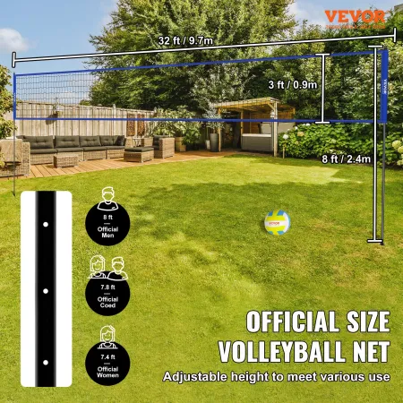 Udendørs bærbart volleyballnetsystem, justerbare