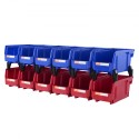 Plastic Storage Bin, (11-Inch x 5-Inch x 5-Inch), Hanging Stackable Storage Organizer Bin, Blue/Red, 12-Pack, Heavy Duty