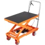 Hydraulic Lift Table Cart, 1100lbs Capacity 35.4" Lifting Height, Manual Single Scissor Lift Table with 4 Wheels and Non-slip Pa