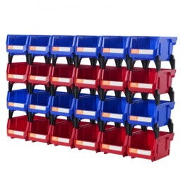 Plastic Storage Bin, (5-Inch x 4-Inch x 3-Inch), Hanging Stackable Storage Organizer Bin, Blue/Red, 24-Pack, Heavy Duty
