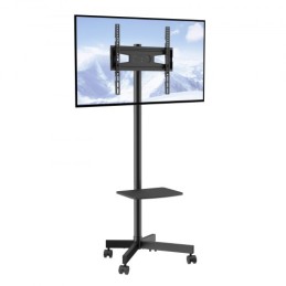 Mobile TV Stand, Mobile TV Cart for 23 to 60 inch TVs, Height Adjustable Portable TV Stand with Wheels, with A Tray for