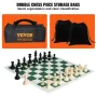 Tournament Chess Set, 20 Inch Roll-Up Beginner Chess Board, Foldable Silicone Chess Game with Plastic Weighted Chess Pieces & St