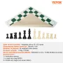 Tournament Chess Set, 20 Inch Roll-Up Beginner Chess Board, Foldable Silicone Chess Game with Plastic Weighted Chess Pieces & St