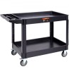 Utility Service Cart, 2 Shelf 550LBS Heavy Duty Plastic Rolling Utility Cart with 360Â° Swivel Wheels (2 with Brakes), Large