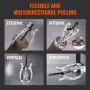 Gear Puller Set, 76.2 mm 101.6 mm 152.4 mm 203.2 mm Puller Kit, 3 Jaw Gear Bearing Flywheel Pulley Removal Tool, 2 or 3 Reversib