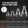 Gear Puller Set, 76.2 mm 101.6 mm 152.4 mm 203.2 mm Puller Kit, 3 Jaw Gear Bearing Flywheel Pulley Removal Tool, 2 or 3 Reversib