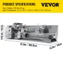 Mini metal drejebænk 750W variabel hastighed metal drejebænk 50