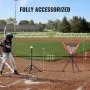 7x7 ft Baseball Softball Practice Net, Portable Baseball Training Net for Hitting Catching Pitching, Backstop Equipment with Bow
