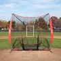 7x7 ft Baseball Softball Practice Net, Portable Baseball Training Net for Hitting Catching Pitching, Backstop Equipment with Bow