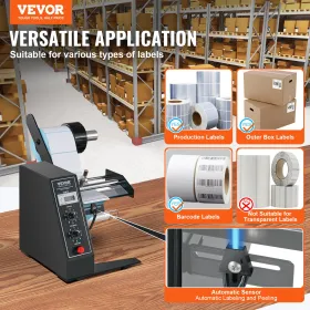 Automatisk etiketdispenser, bredde 0,6 "-4,9"/15-125 mm, længde