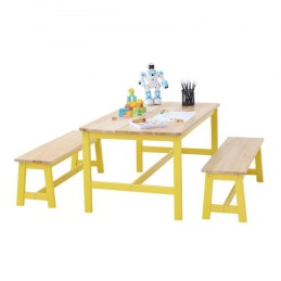 Kids Table and Bench Set Toddler Table and Chair Set of 3 for Arts Crafts