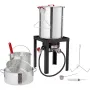 Turkey Deep Fryer, 30-qt Turkey & 10-qt Fish Steamer Cooker Set, Outdoor Aluminum Seafood Frying Pot, 54,000 BTU Burner Propane 