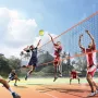 4-vejs volleyballnet, justerbar højde badminton net sæt til