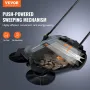 Walk-behind Hand Push Floor Sweeper, 65 cm Sweeping Width Floor Sweeper Manual Non-Electric, 18.9-Liter Waste Container, Angle &