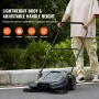 Walk-behind Hand Push Floor Sweeper, 65 cm Sweeping Width Floor Sweeper Manual Non-Electric, 18.9-Liter Waste Container, Angle &