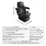 Universal Tractor seat Suspension, Fold Down Forklift Seat with Adjustable Angle Back, Micro Switch, Seatbelt and Armrests, 3-le