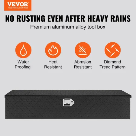 121.9x38.1x38.1 cm Heavy Duty Aluminum Bar Tread Tool Box for Pick Up Truck Bed