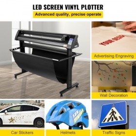 Vinyl Cutter, 1350mm Vinyl Plotter, LED Screen Plotter Cutter, Semi-Automatical Built-in Optical Eye, Compatible with SignCut