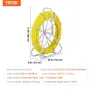 Fish Tape Fiberglass, 183 m, 0.8 cm, Duct Rodder Fishtape Wire Puller, Cable Running Rod with Steel Reel Stand, 3 Pulling Heads,