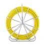Fish Tape Fiberglass, 183 m, 0.8 cm, Duct Rodder Fishtape Wire Puller, Cable Running Rod with Steel Reel Stand, 3 Pulling Heads,