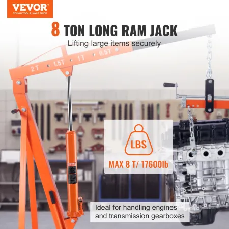 Hydraulisk lang Ram Jack, 8 ton motorhejsecylinder med enkelt