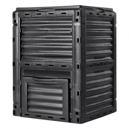 Garden kompostbin 80 gal, BPA -fri komposter, udendørs kompostering af stor kapacitet med øverste låg og bunddør, let