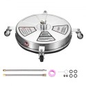 18 "Trykskive Surface Cleaner m/ hjul, Rustfrit stål betonrenser 4000 max psi, 1/4" Quick-Connect Connector W/