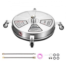 18 "Trykskive Surface Cleaner m/ hjul, Rustfrit stål betonrenser 4000 max psi, 1/4" Quick-Connect Connector W/