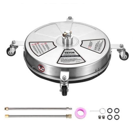 18" Pressure Washer Surface Cleaner w/ Wheels, Stainless Steel Concrete Cleaner 4000 Max PSI , 1/4" Quick-Connect Connector w/