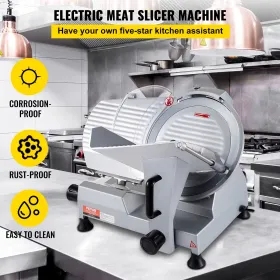 Commercial Meat Slicer, 320W Electric Deli Food Slicer, 12 tommer Carbon Steel Blade Electric Food Slicer, 350-400 RPM kød