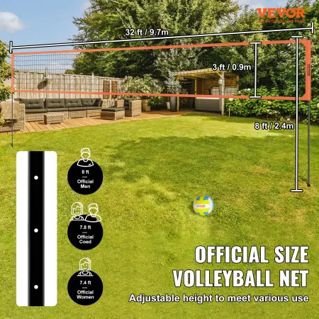 Udendørs bærbart volleyballnetsystem, justerbare højde