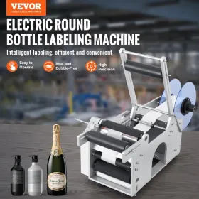 Semi-Automatic Round Labeling Machine, 20-50pcs/min, Electric Bottle Label Applicator for Round Bottles, Round Bottle Labeler