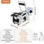 Semi-Automatic Round Labeling Machine, 20-50pcs/min, Electric Bottle Label Applicator for Round Bottles, Round Bottle Labeler Su