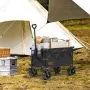 Collapsible Folding Wagon, 150 L Beach Wagon Cart with All-Terrain Wheels, Heavy Duty Folding Wagon Cart Max 265 lbs with Drink 