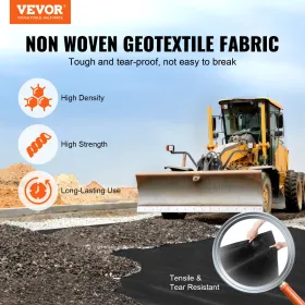 Non Woven Geotextile Fabric Under Gravel, 1.2 x 30.5 m 226.8 g Driveway Fabric Landscape Fabric, Heavy Duty Weed Barrier Fabric,