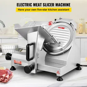 Commercial Meat Slicer, 200W Electric Deli Food Slicer, 350-400RPM Meat Slicer with 8" Carbon Steel Blade, 0 - 0.47 inch