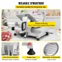 Commercial Meat Slicer, 200W Electric Deli Food Slicer, 350-400RPM Meat Slicer with 20.3 cm Carbon Steel Blade, 0 - 1.2 cm Adjus