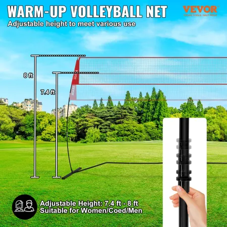 Freestanding Volleyball Training Net for Indoor or Outdoor Use, Adjustable Height Portable Net System with Carrying Bag, Profess