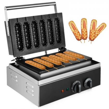 Kommerciel hotdog vaffelproducent 1500W Electric Lolly Waffle Maker 6pcs Corn Dog Maker Waffles Nonstick Commercial Waffle