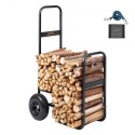 Firewood Log Cart, 113.4 kg Load Capacity, Outdoor and Indoor Wood Rack Storage Mover with Pneumatic Rubber Wheels, Heavy Duty