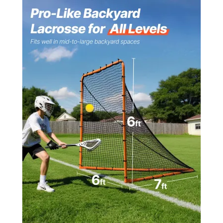 Lacrosse Goal, 6' x 6' Lacrosse Net, Folding Portable Backyard Lacrosse Training Equipment, Steel Frame Training Net, Quick & Ea
