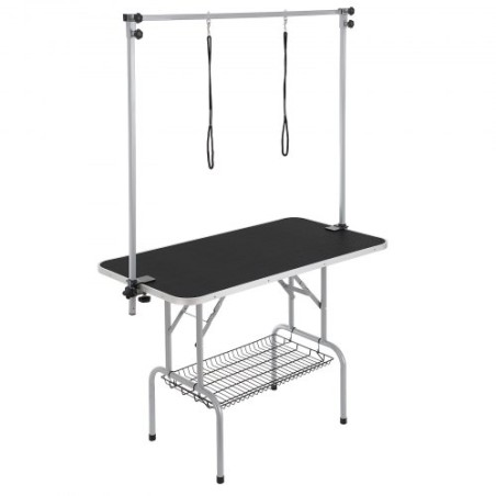 Pet Grooming Table Two Arms with Clamp, 117 cm hundeplejestation, sammenfoldelige kæledyr Grooming Stand for medium og små