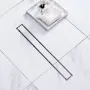 610mm Linear Shower Drain Offset with Tile Insert Cover,Brushed 304 Stainless Steel Rectangle Shower Floor Drain,Linear Drain wi