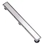 610mm Linear Shower Drain Offset with Tile Insert Cover,Brushed 304 Stainless Steel Rectangle Shower Floor Drain,Linear Drain wi