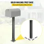 Mailbox Post, 43\" High Mailbox Stand, Black Powder-Coated Mail Box Post Kit, Q235 Steel Post Stand Surface Mount Post for Sidew