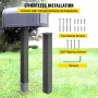 Mailbox Post, 43\" High Mailbox Stand, Black Powder-Coated Mail Box Post Kit, Q235 Steel Post Stand Surface Mount Post for Sidew